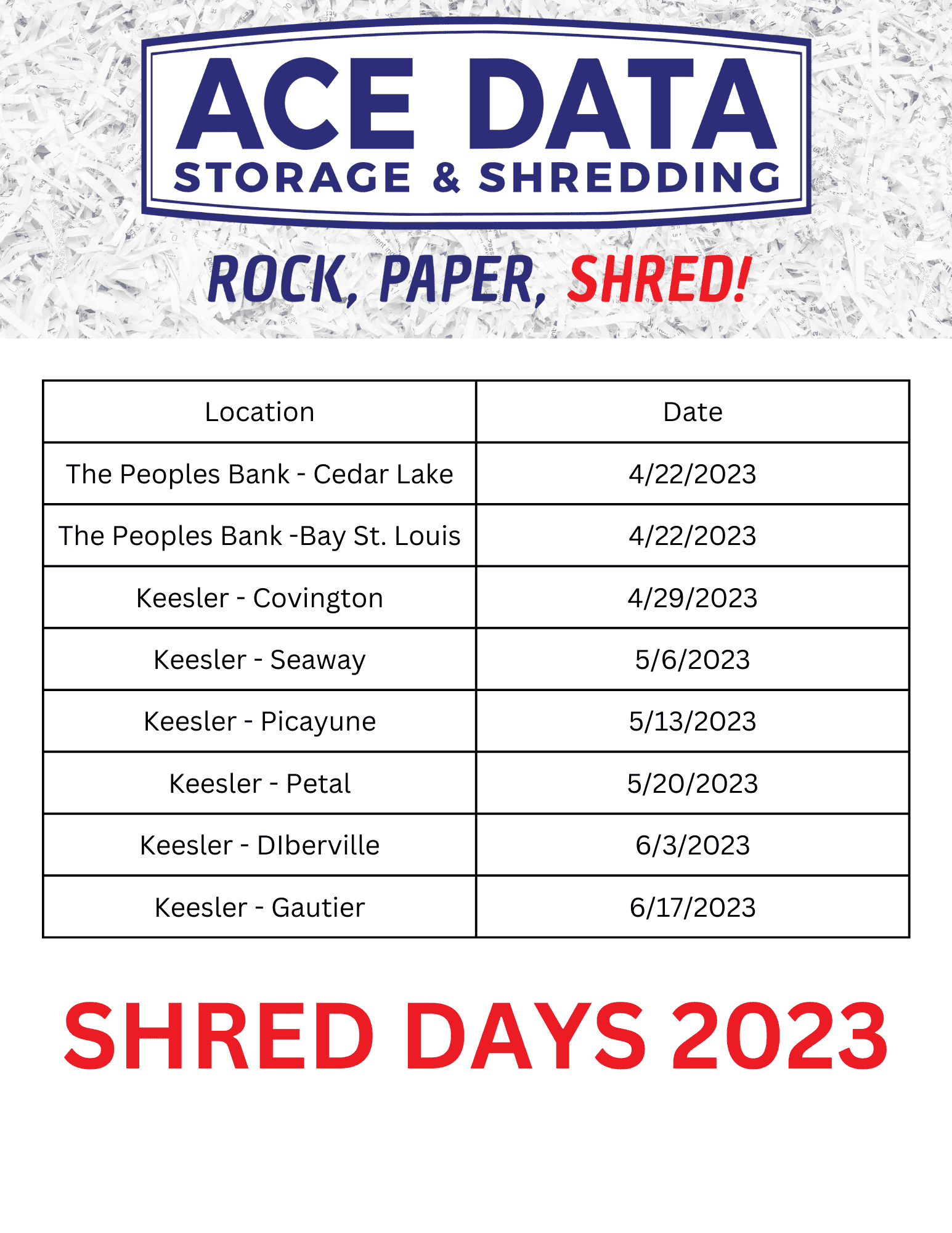 Events For 2023 Ace Data Storage